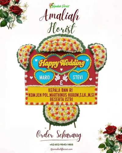 Karangan Papan Bunga Pernikahan di Koripan